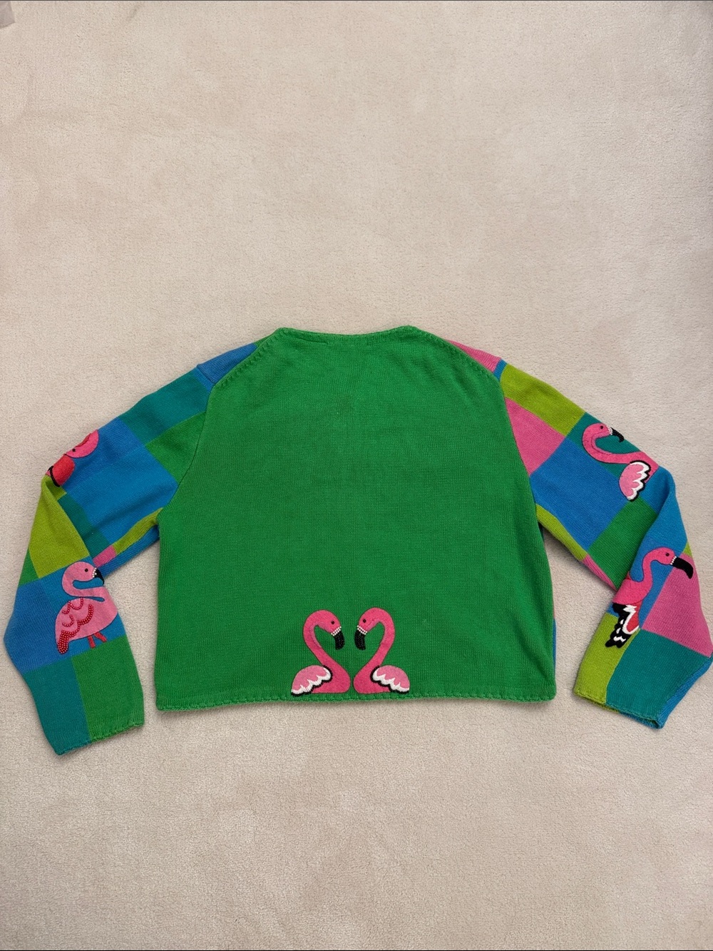 Michael Simon colorful vintage 1999 Flamingo knit sweater cardigan size L - Picture 13 of 15